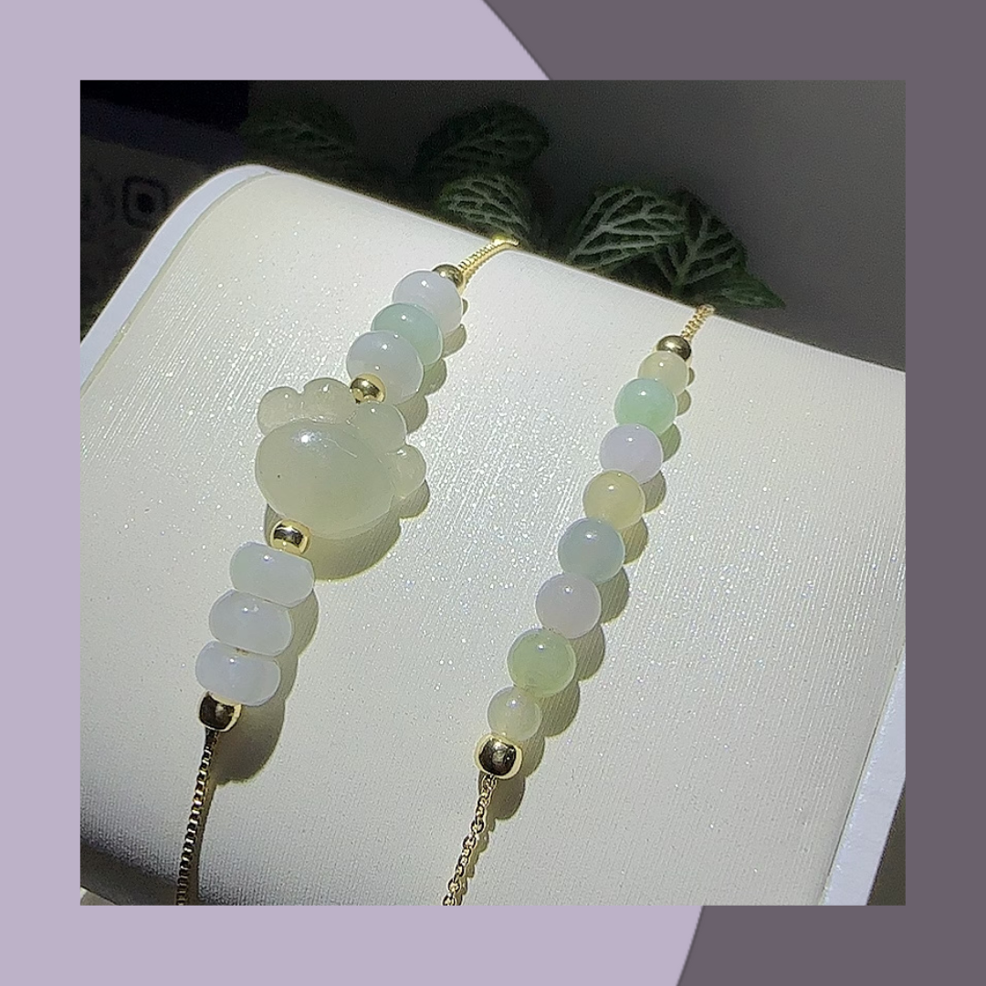 <自家系列> 多彩圓珠翡翠手鏈 · 天然緬甸翡翠 | M03008