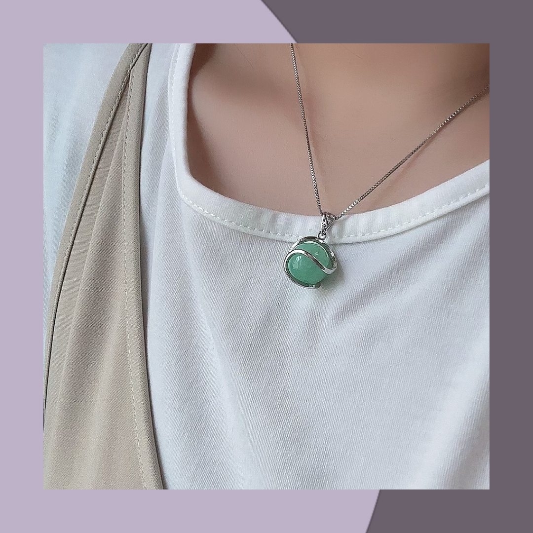 翠綠單珠翡翠頸鏈 . 天然緬甸翡翠 | M014101
