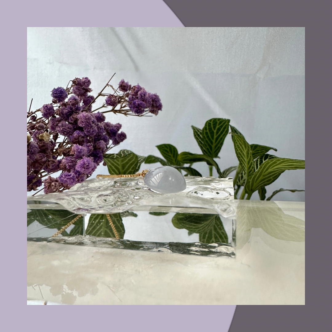 濃紫翡翠水滴吊墜(18K)頸鏈 · 天然緬甸翡翠A貨 | M01715