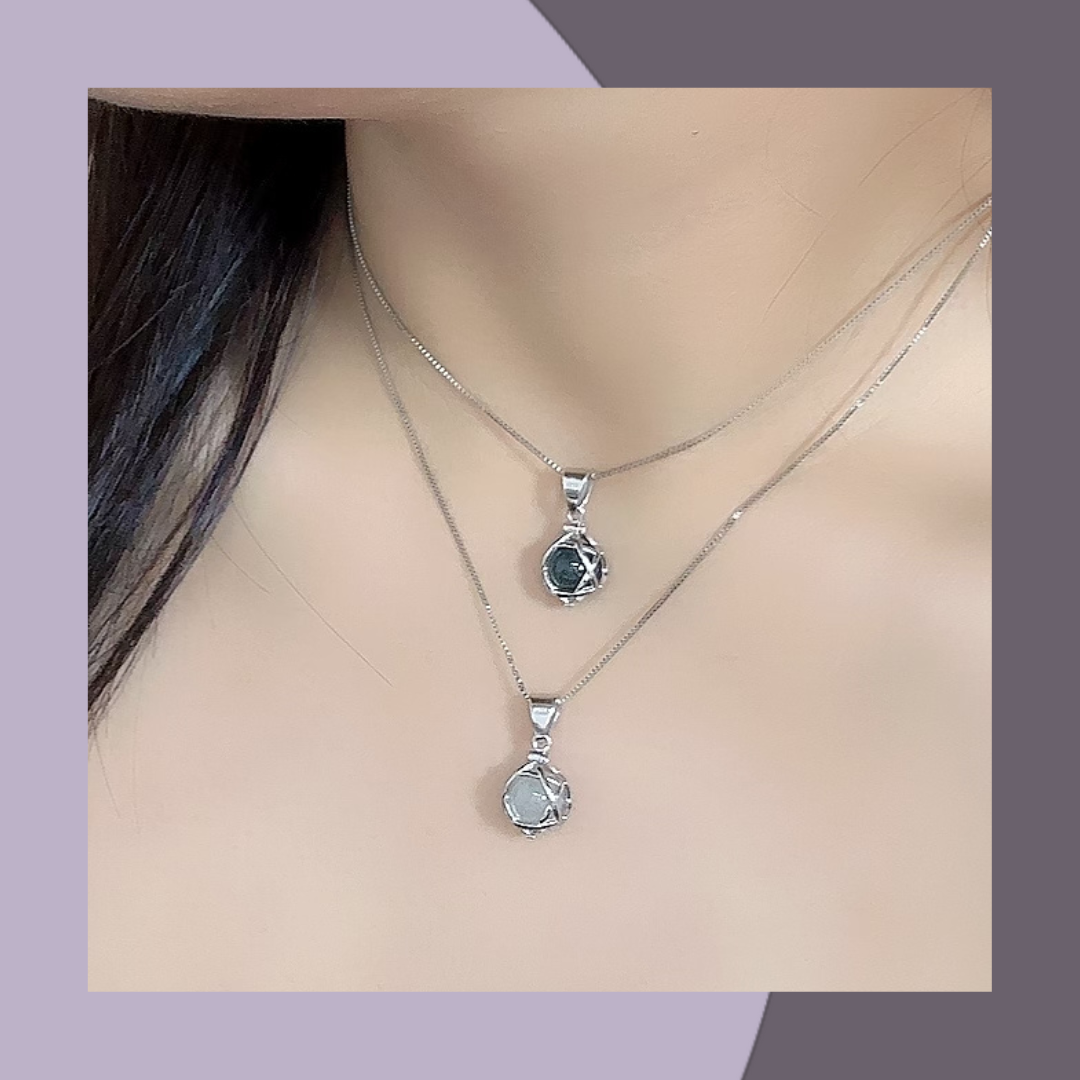 翡翠單珠雙星形吊墜頸鏈 · 天然翡翠A貨 | M014500