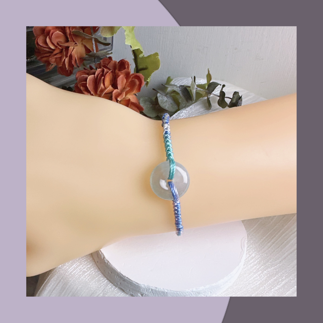 冰透平安扣翡翠手繩 · 天然緬甸翡翠 | M04904