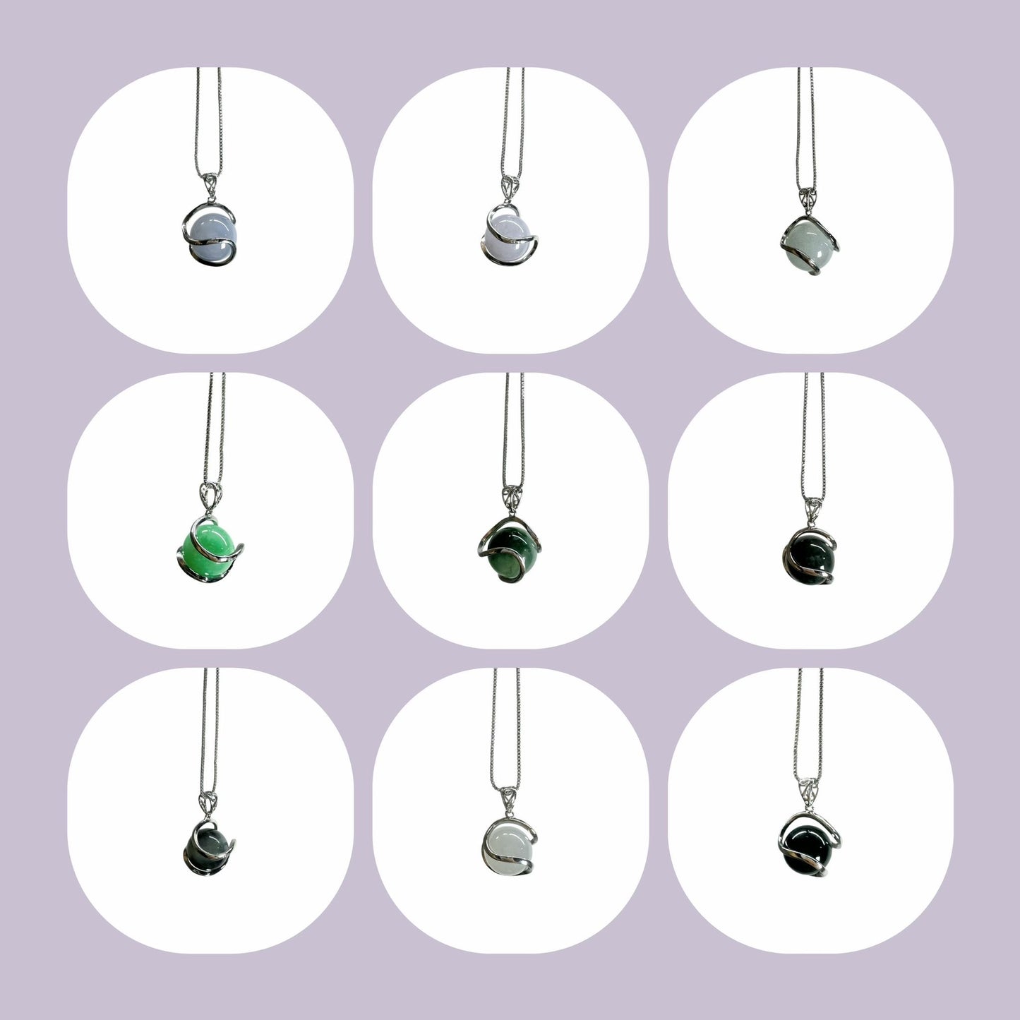 翡翠單珠925頸鏈.天然緬旬翡翠 |
M014400