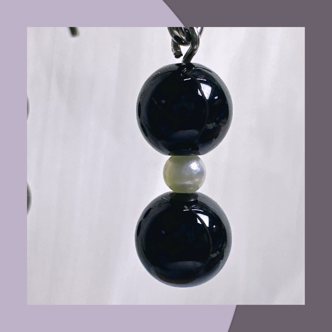 墨翠+珍珠小米珠耳環·天然緬甸翡翠 | M05812