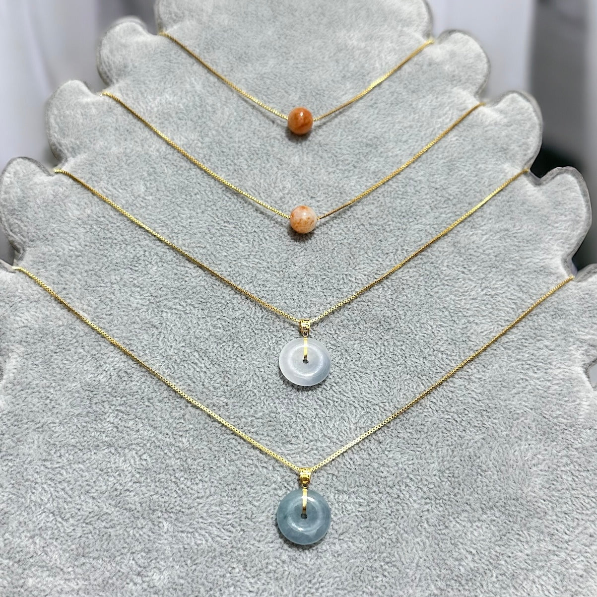 White Jade Peace Buckle with a Touch of Purple Jade 18K Necklace | Natural Burmese Jadeite M01903