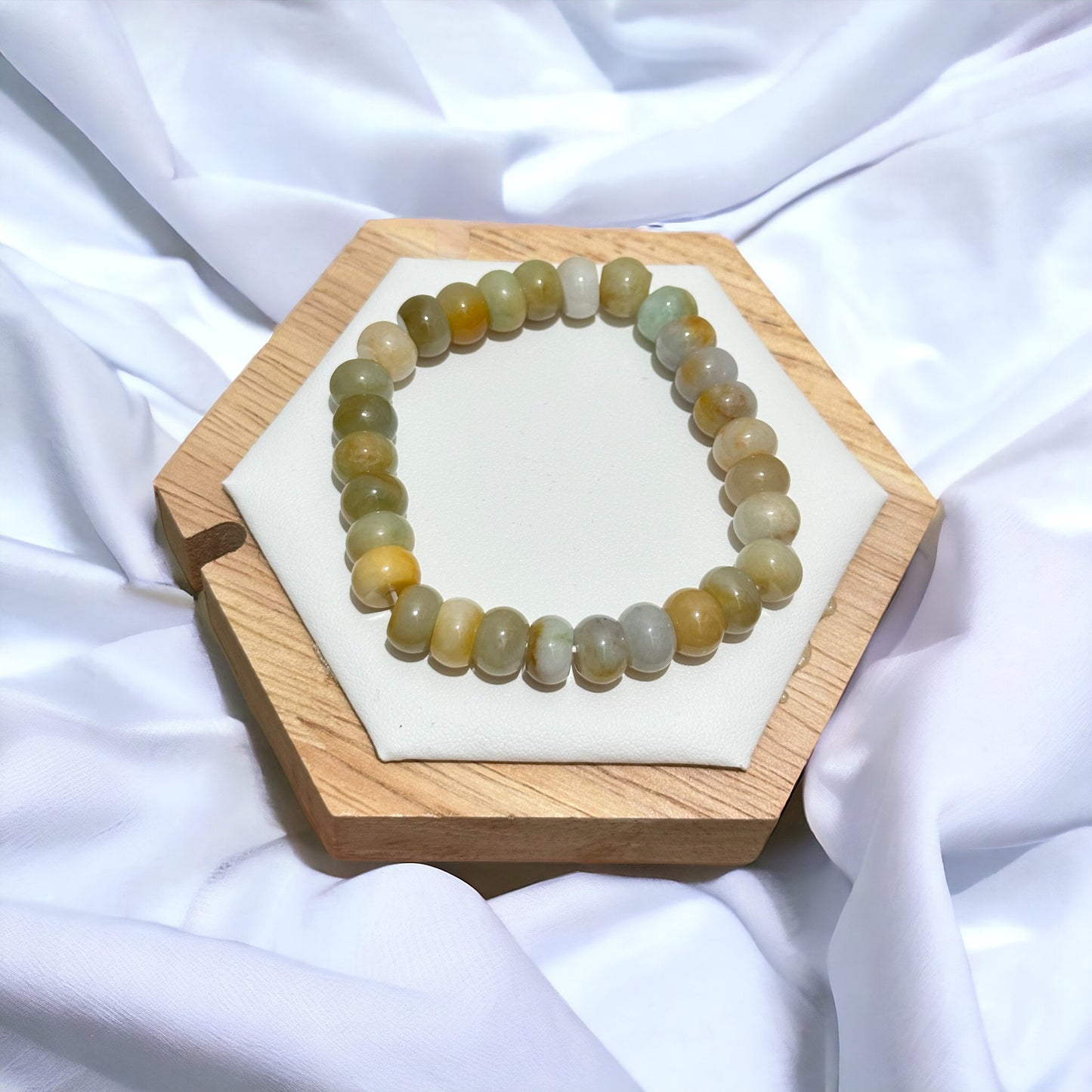 黃翡算盤珠翡翠珠鏈 · 天然緬甸翡翠 | M03302