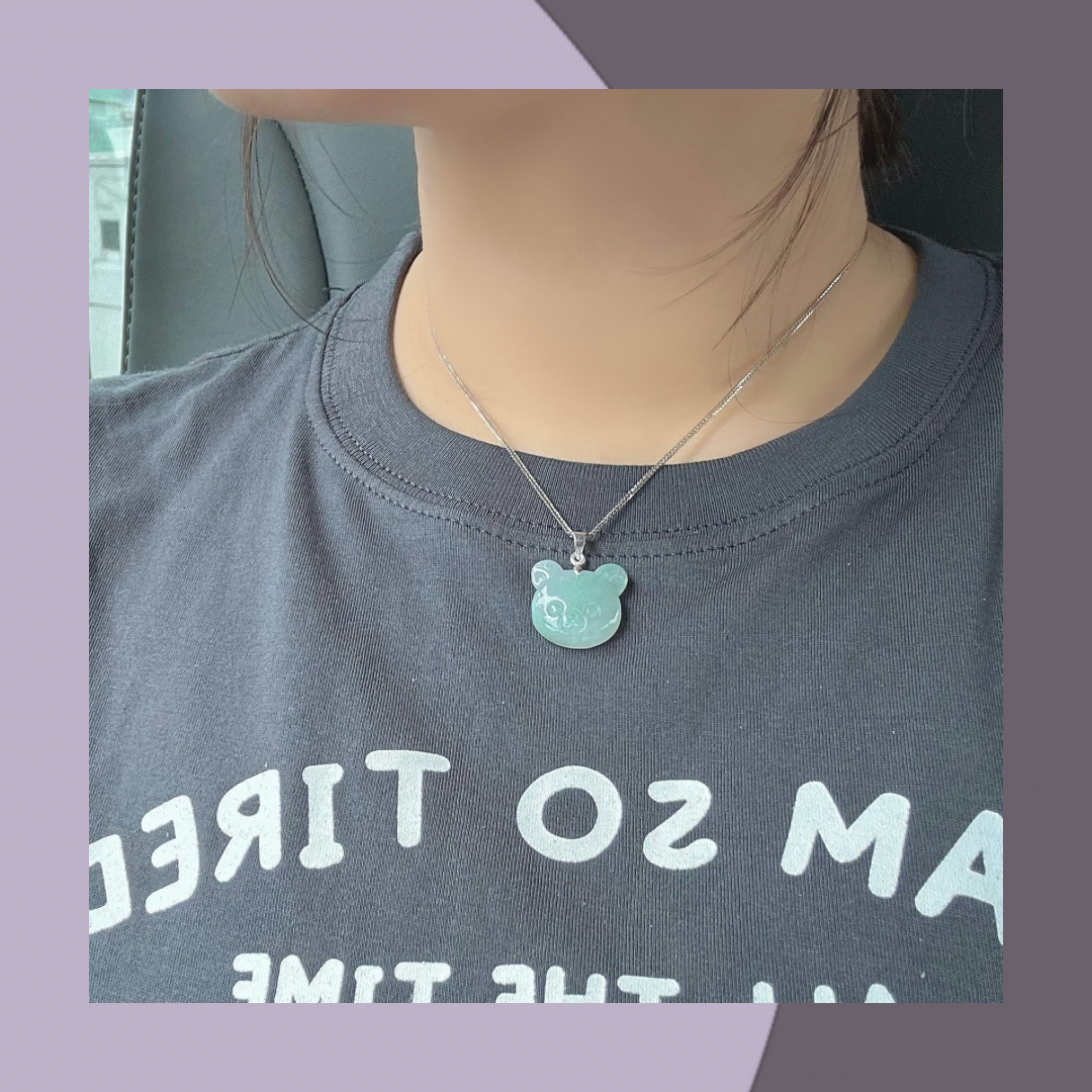 熊仔頭翡翠吊墜·天然緬甸翡翠| M01005