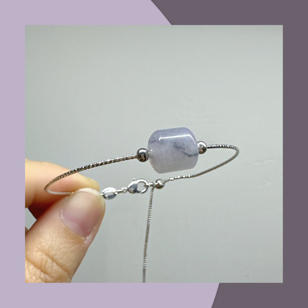 <自家系列> 冰紫烏雞筒珠手環 · 天然緬甸翡翠 | M03710