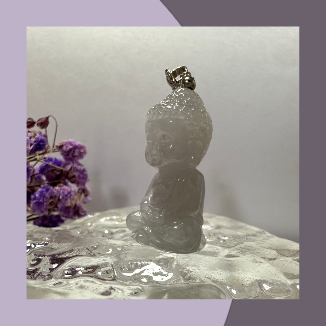 淡紫寶寶佛祖吊嘴頸鏈 · 天然緬甸翡翠| M01712