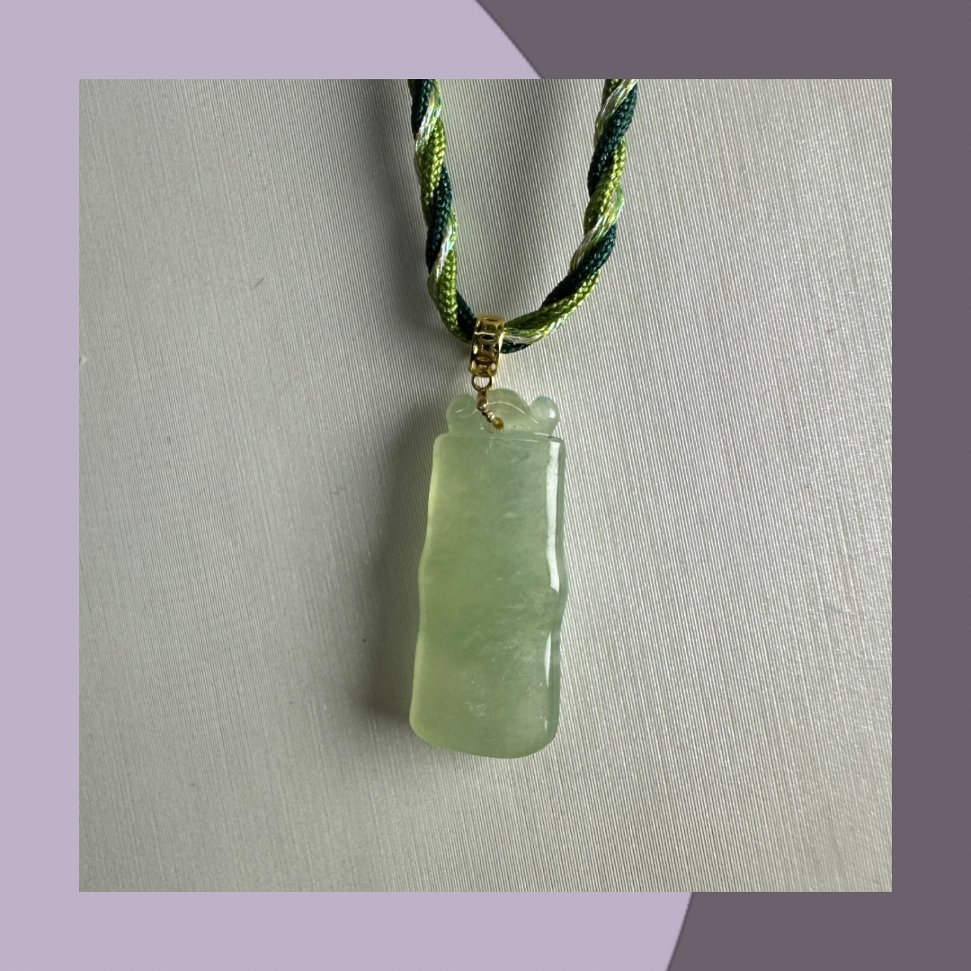 冰綠竹節翡翠吊墜頸鏈 · 天然緬甸翡翠| M014107