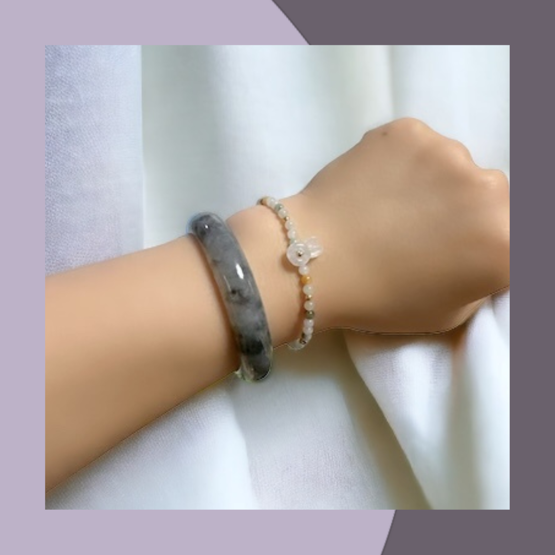 <自家系列> 🐰兔兔扣翡翠手珠鏈(DIY系列) · 天然緬甸翡翠 | M03010