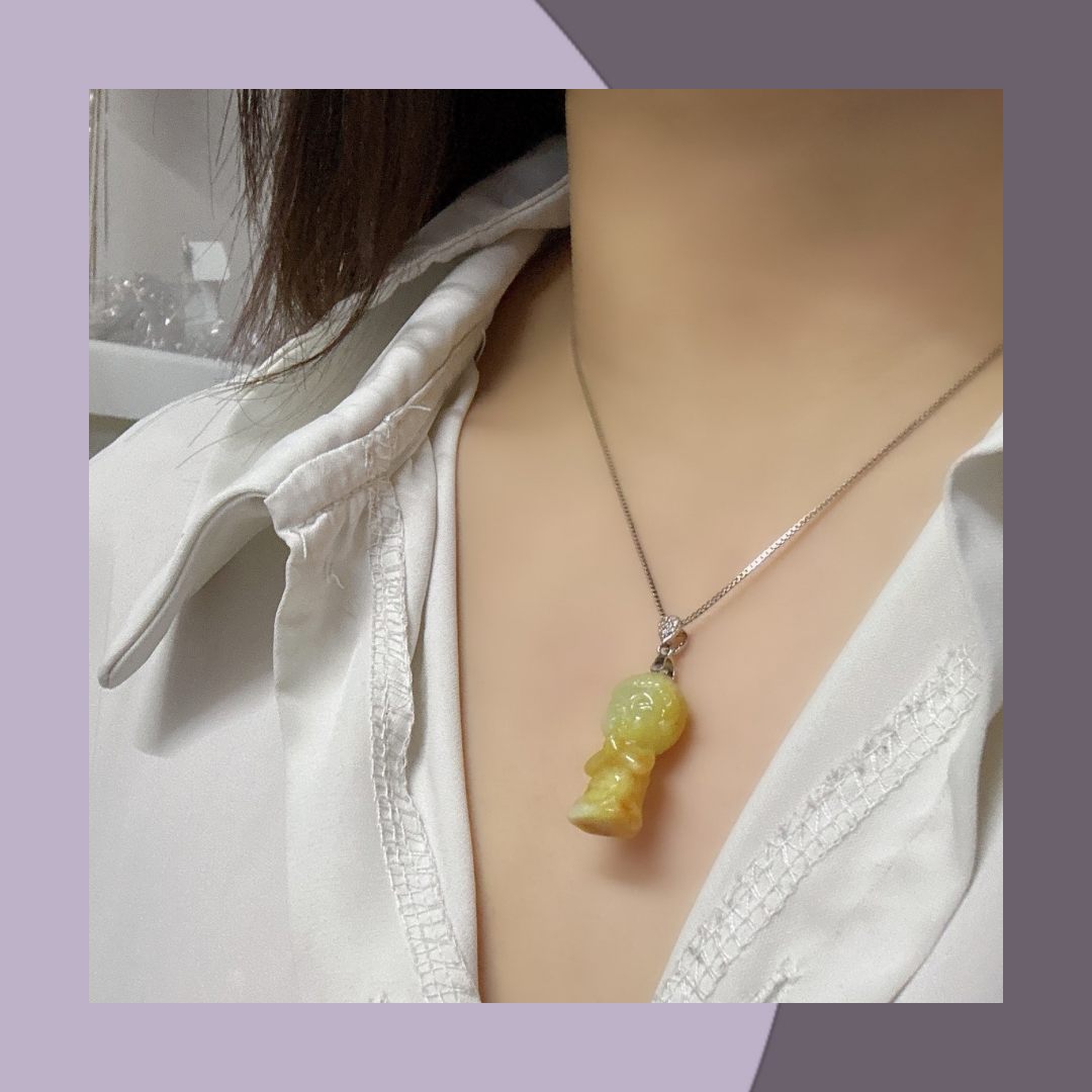 BB Buddha Pendant Necklace·Natural Burmese Jade | M01305