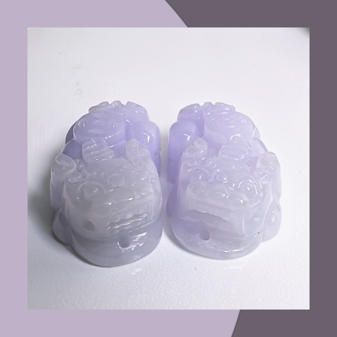 冰紫翡翠貔貅｜ 天然緬甸翡翠 M01717