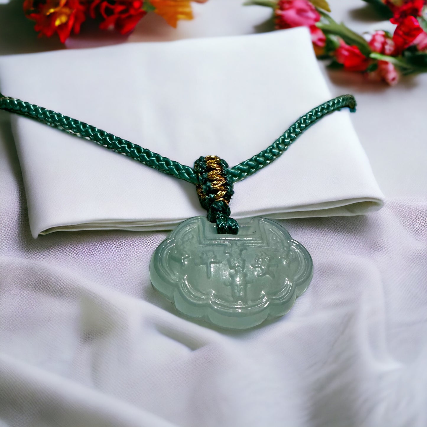 Sky Blue Ruyi Lock Jadeite Necklace | Natural Burmese Jadeite M01601