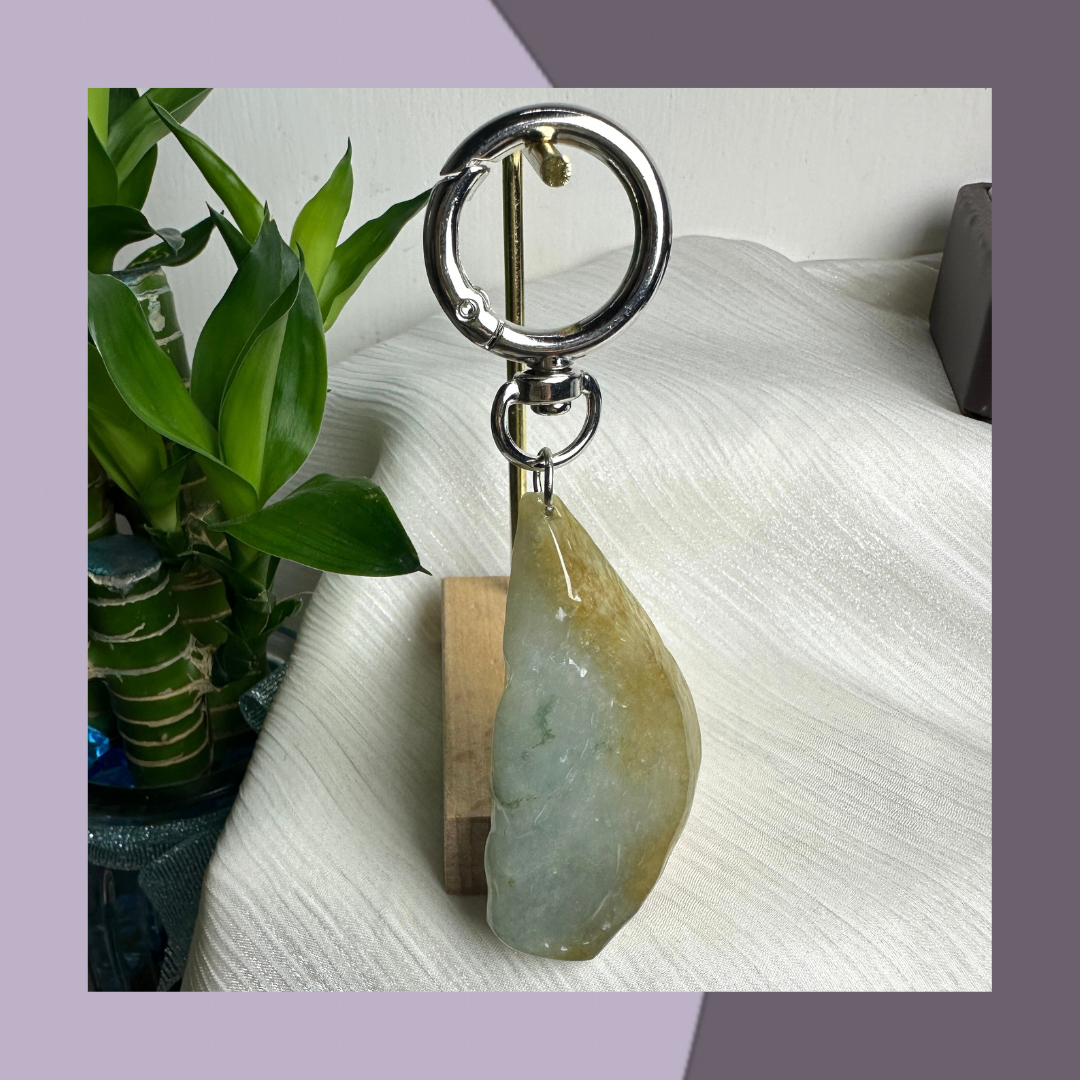 原石翡翠鎖匙扣 · 天然緬甸翡翠 ｜ M08010