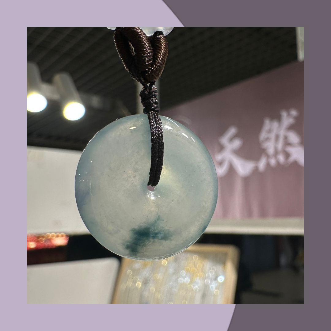 高冰飄花平安扣吊墜頸繩 · 天然緬甸翡翠｜ M01908