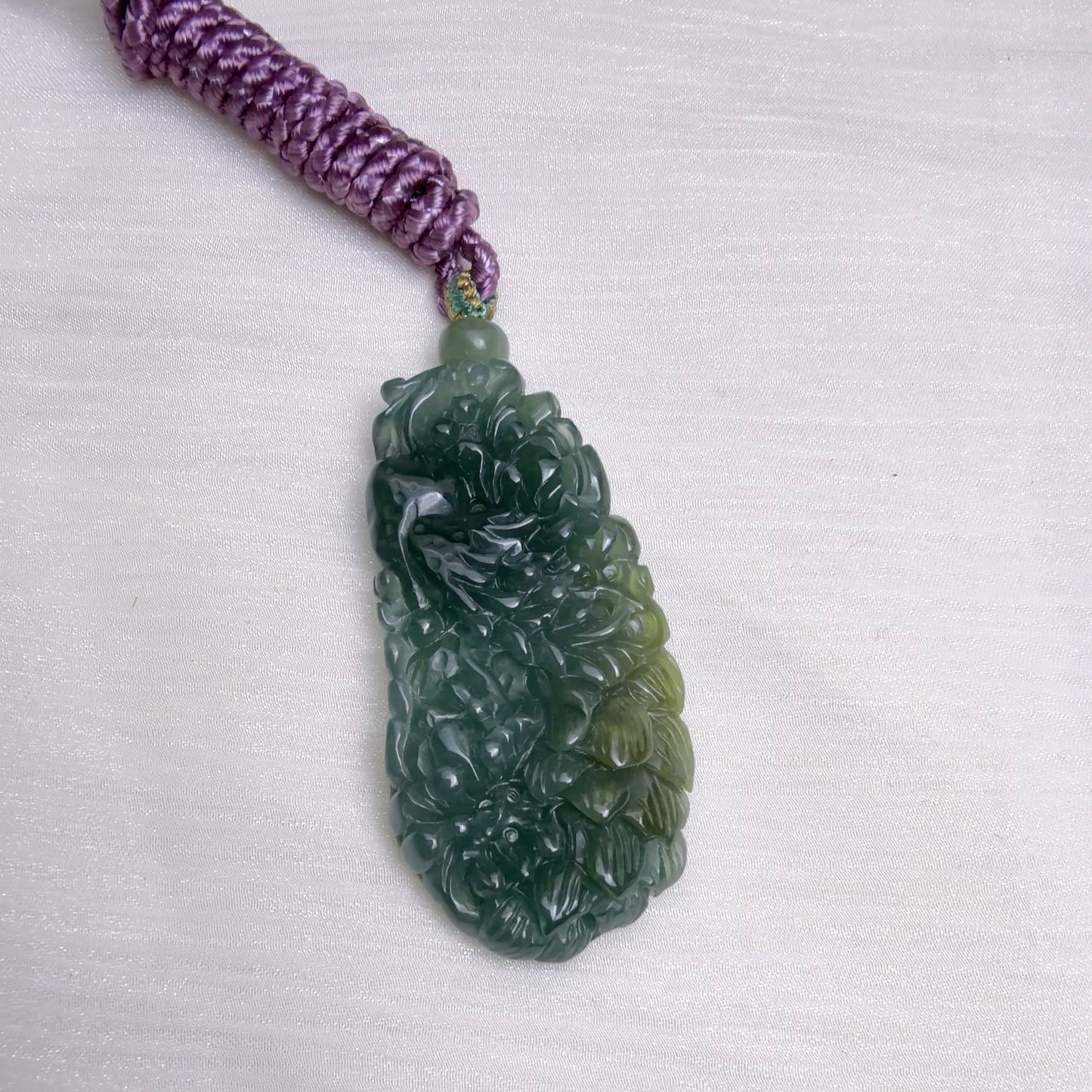 冰黃加藍翡翠鳳牌頸繩 · 天然翡翠A玉 ｜ M01608