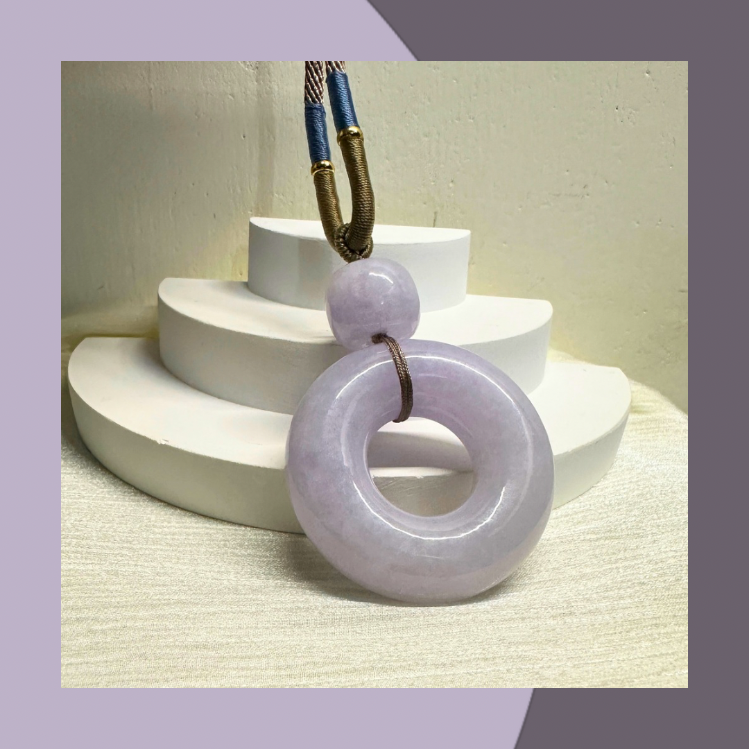 紫翡翠大甜甜圈翡翠頸繩 · 天然緬甸翡翠｜ M01723