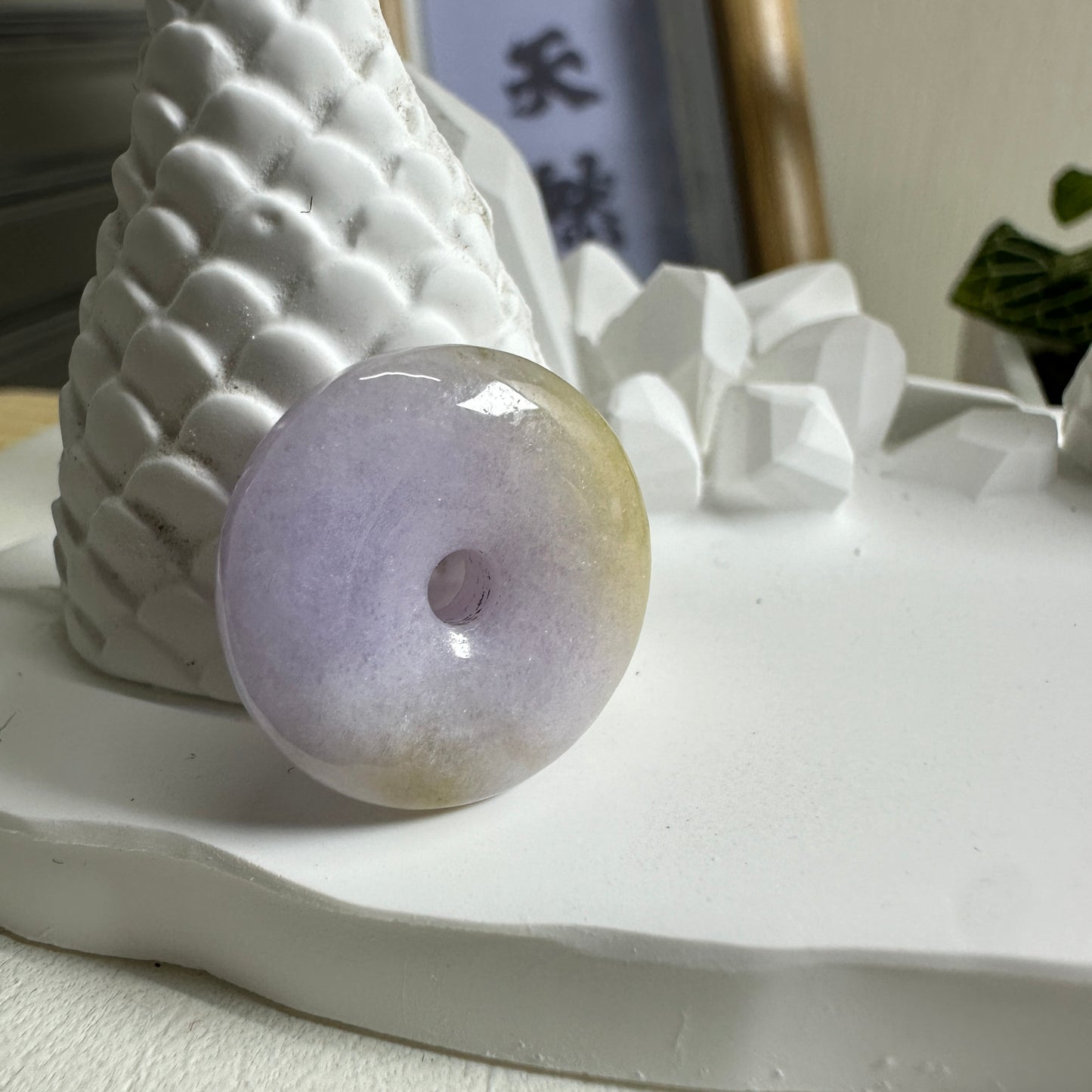 Purple-yellow jadeite safety buckle·Natural Burmese jadeite｜M08002