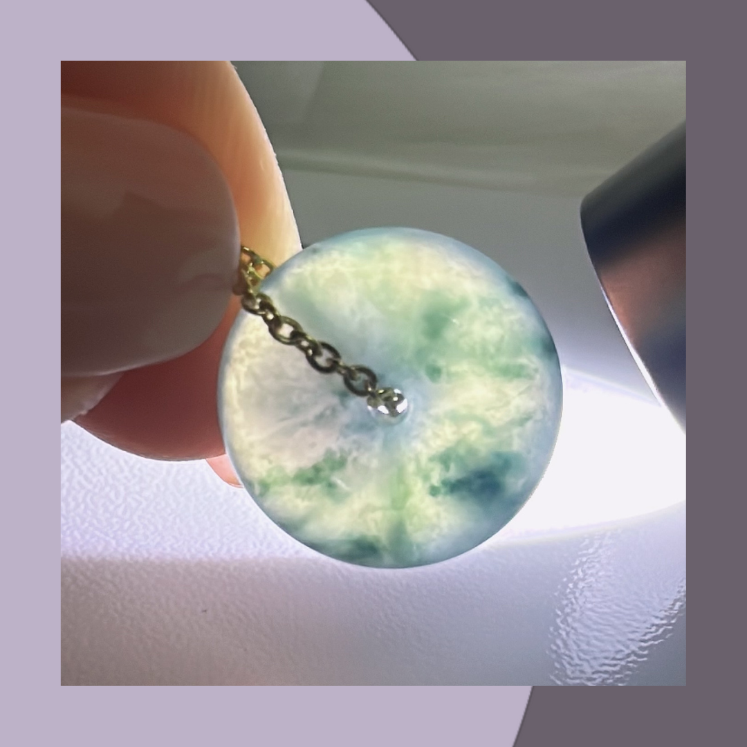 飄花高冰種翡翠平安扣 · 天然緬甸翡翠｜ M014148