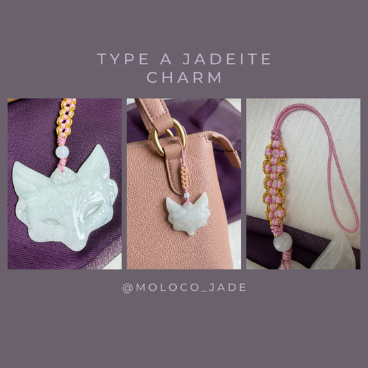 白翡翠九尾狐掛飾 • 天然緬甸翡翠