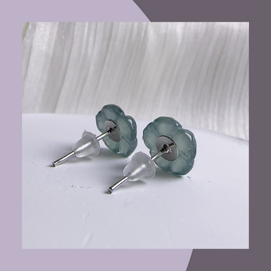 Ice Jade Flower Earrings·Natural Burmese Jade｜ M05604