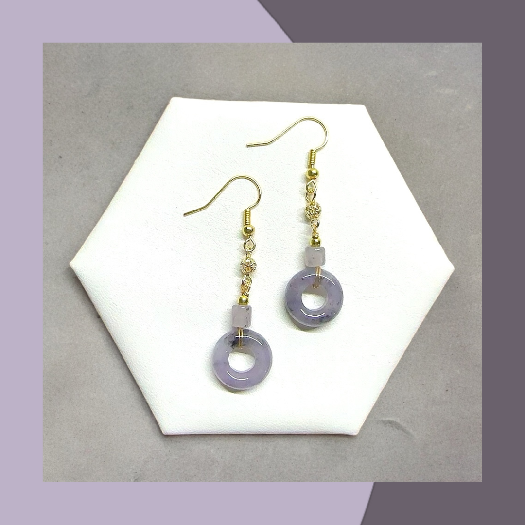 Ice Purple Black Jade Donut Earrings · Natural Burmese Jade | M05702