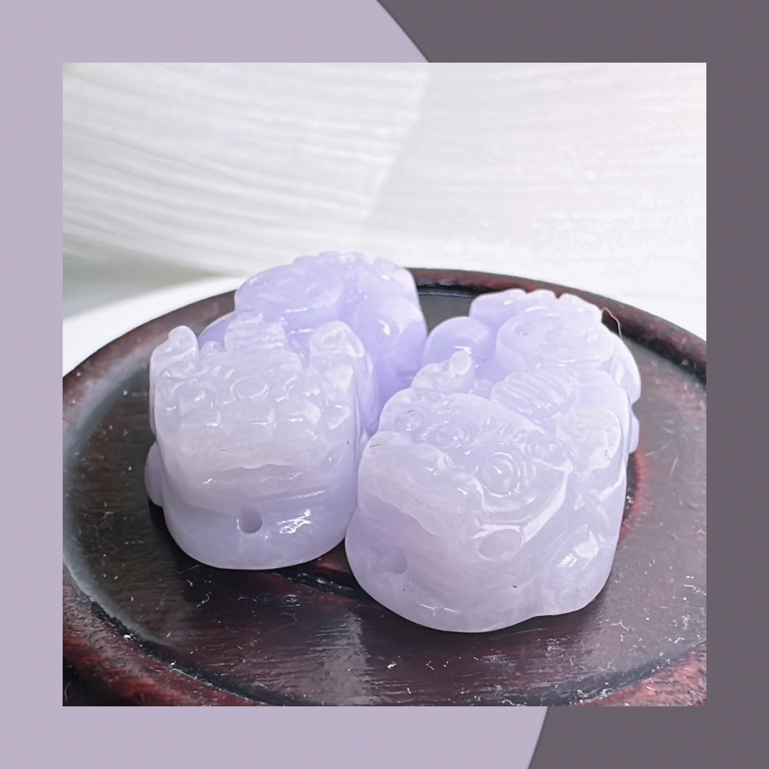 冰紫翡翠貔貅｜ 天然緬甸翡翠 M01717