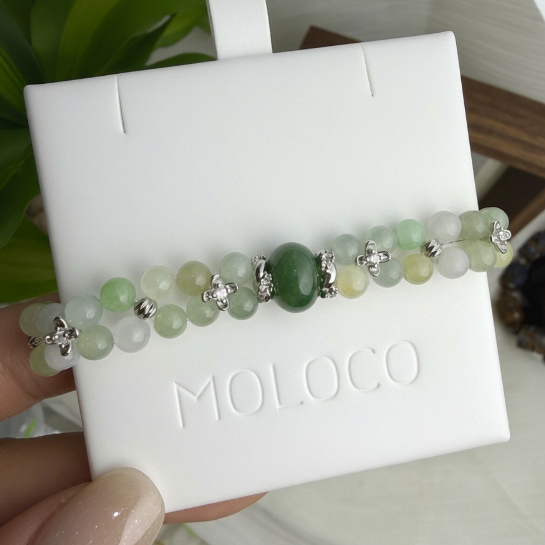 《Moloco 自家系列》
菠菜綠翡翠珠鏈•天然緬甸翡翠 |M03010