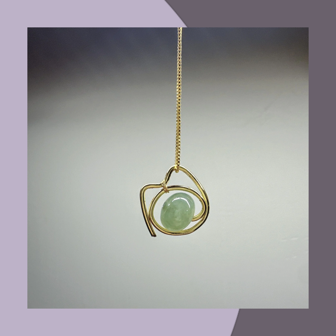 &lt;Own Series&gt; Ice Green Jade Drum Beads🐱Cat Shape Pendant Necklace·Natural Burmese Jade｜M01472