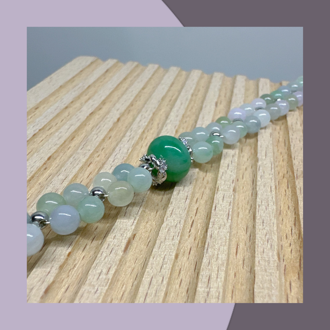 Sun Green Jade Bead Necklace (DIY Series) · Natural Burmese Jade | M03013