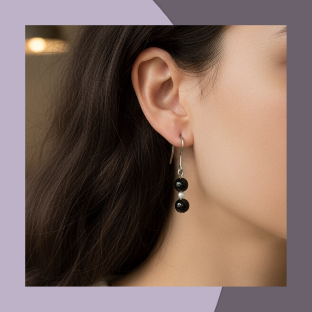 墨翠+珍珠小米珠耳環·天然緬甸翡翠 | M05812