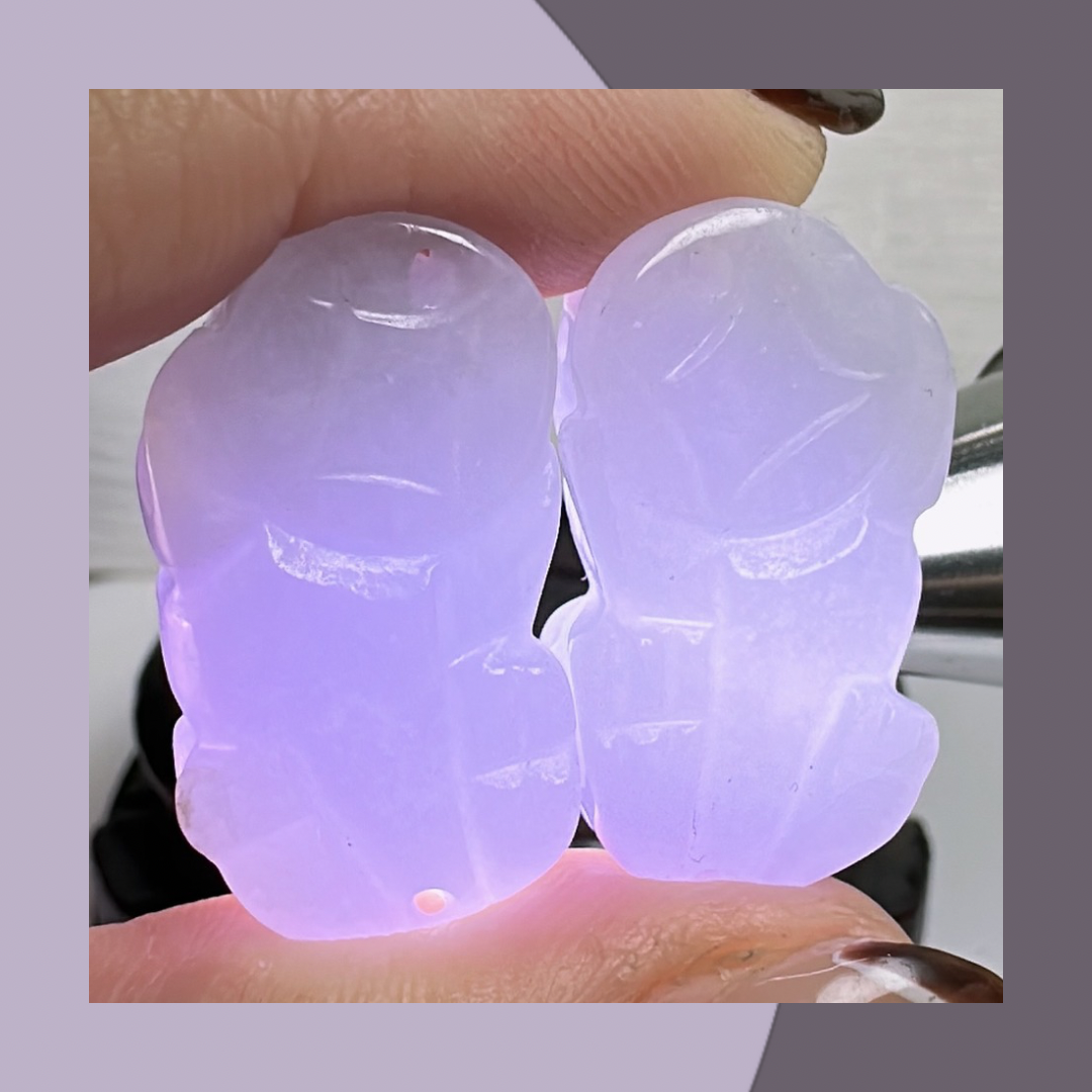 冰紫翡翠貔貅｜ 天然緬甸翡翠 M01717