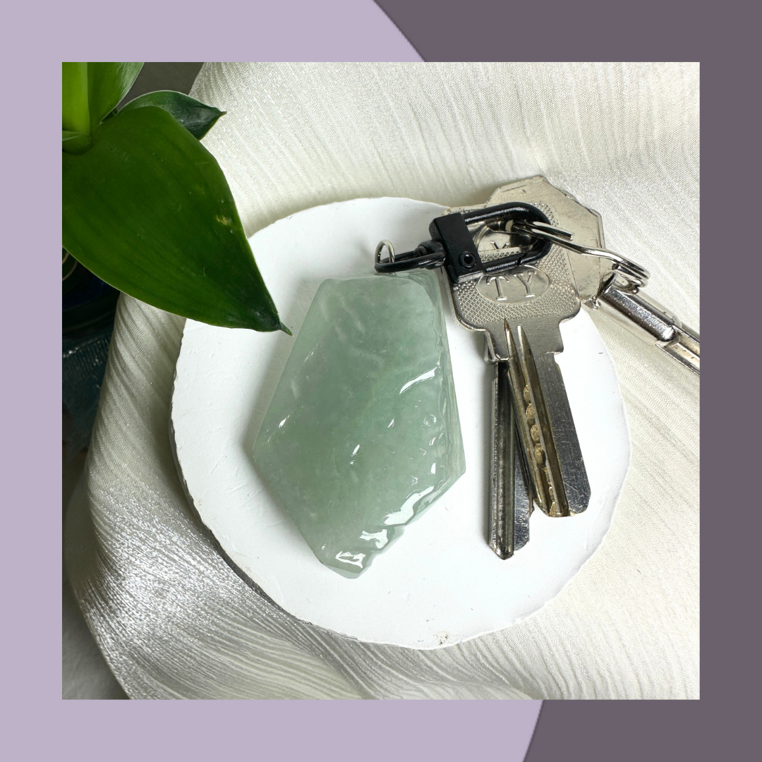 原石翡翠鎖匙扣 · 天然緬甸翡翠 ｜ M08010