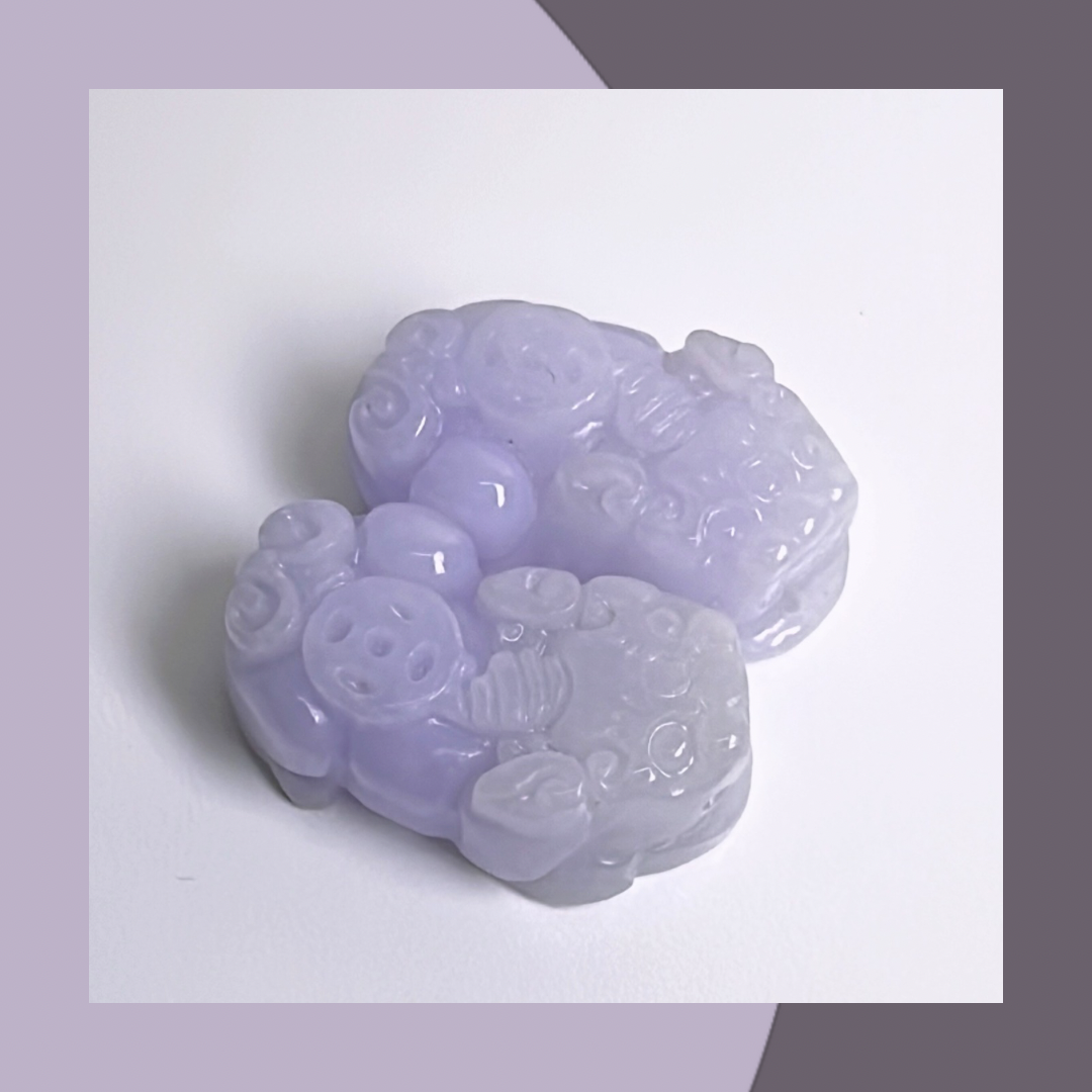 冰紫翡翠貔貅｜ 天然緬甸翡翠 M01717