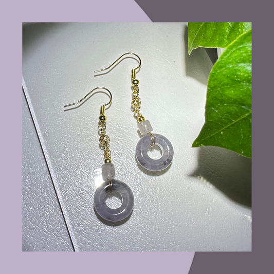 Ice Purple Black Jade Donut Earrings · Natural Burmese Jade | M05702