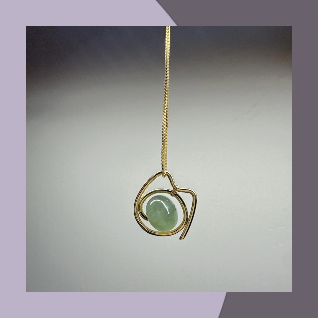 &lt;Own Series&gt; Ice Green Jade Drum Beads🐱Cat Shape Pendant Necklace·Natural Burmese Jade｜M01472