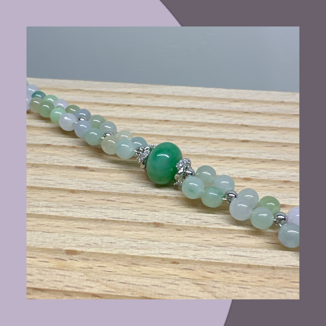 Sun Green Jade Bead Necklace (DIY Series) · Natural Burmese Jade | M03013