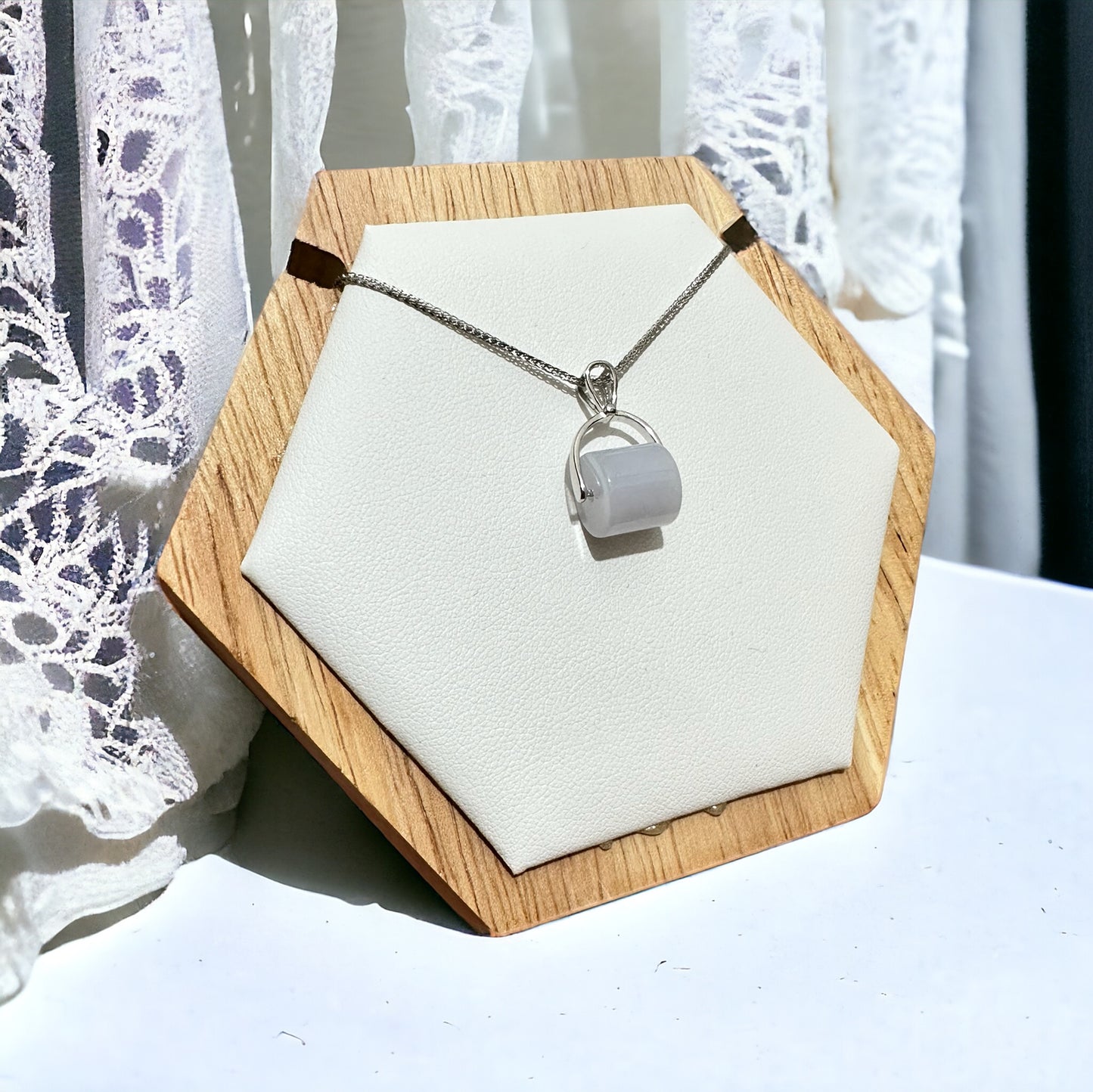 Lilac Jade Bead Pendant Necklace｜Natural Burmese Jadeite M01703