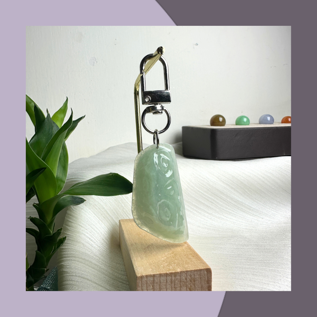 原石翡翠鎖匙扣 · 天然緬甸翡翠 ｜ M08010
