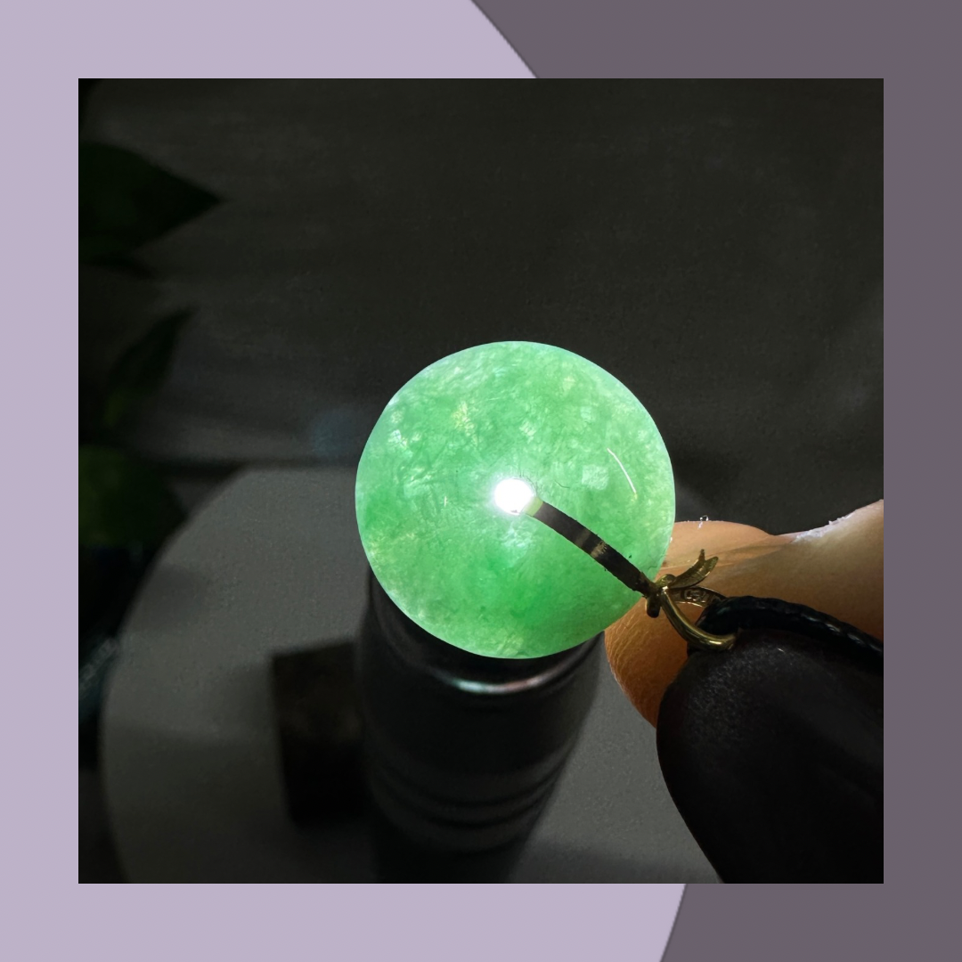 果綠翡翠平安扣(18k扣頭)· 天然緬甸翡翠 ｜ M014150