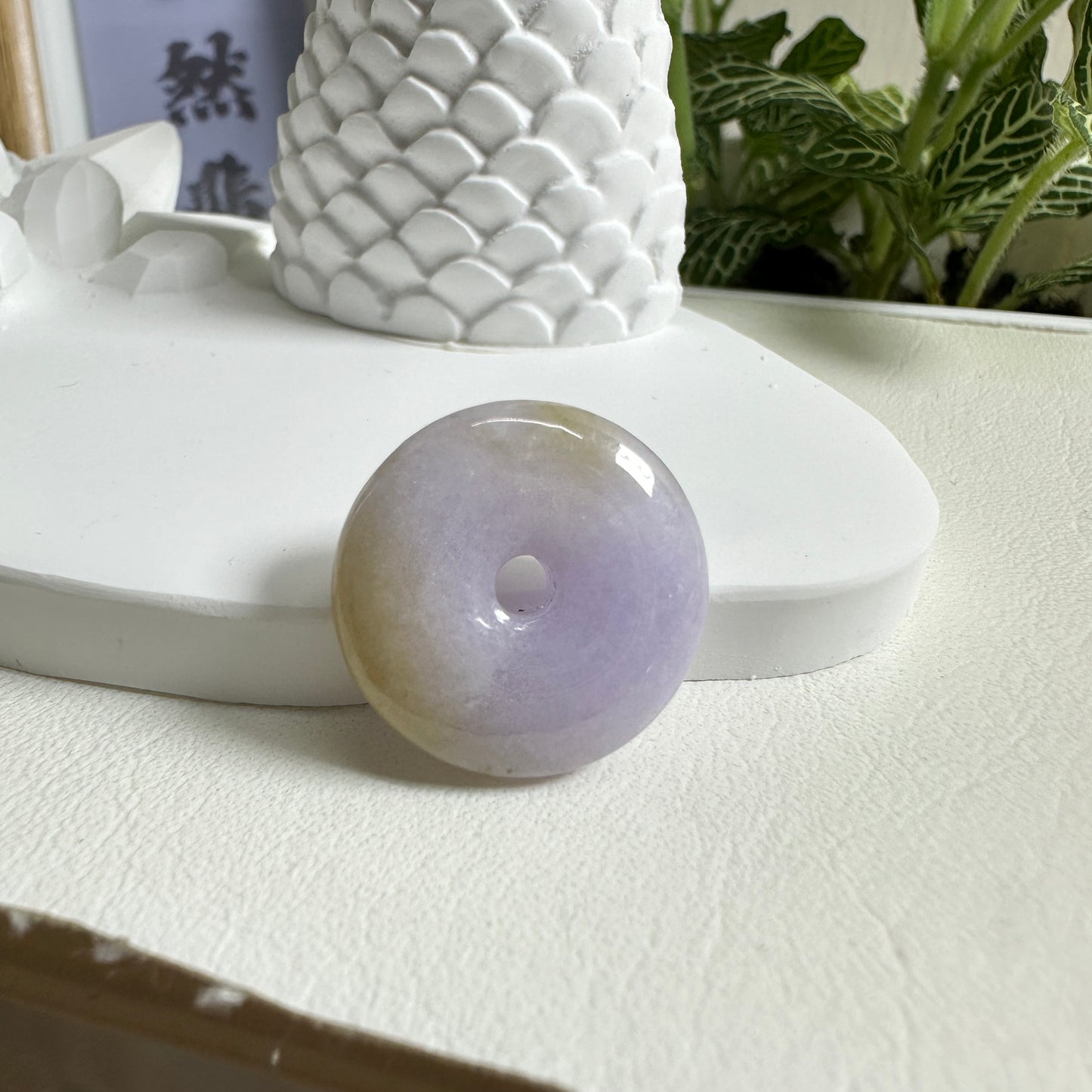 Purple-yellow jadeite safety buckle·Natural Burmese jadeite｜M08002