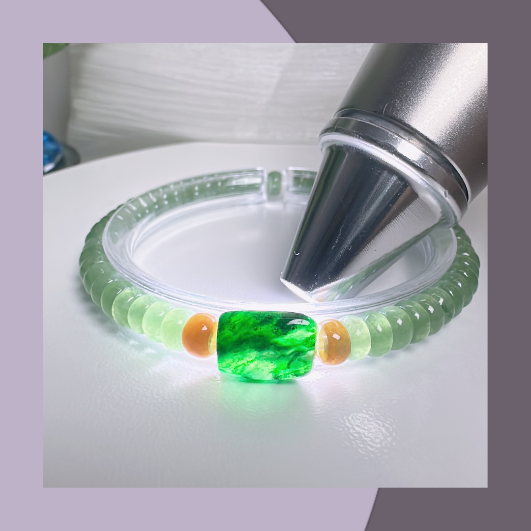 冰辣綠隨形+冰綠算盤珠翡翠手串