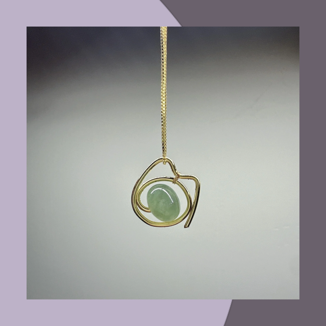 &lt;Own Series&gt; Ice Green Jade Drum Beads🐱Cat Shape Pendant Necklace·Natural Burmese Jade｜M01472