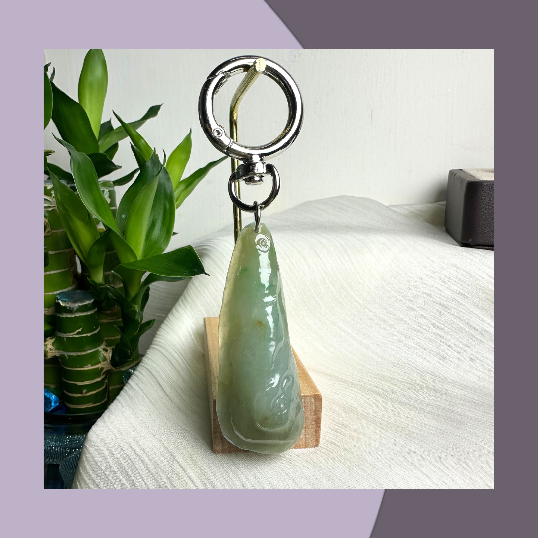 原石翡翠鎖匙扣 · 天然緬甸翡翠 ｜ M08010