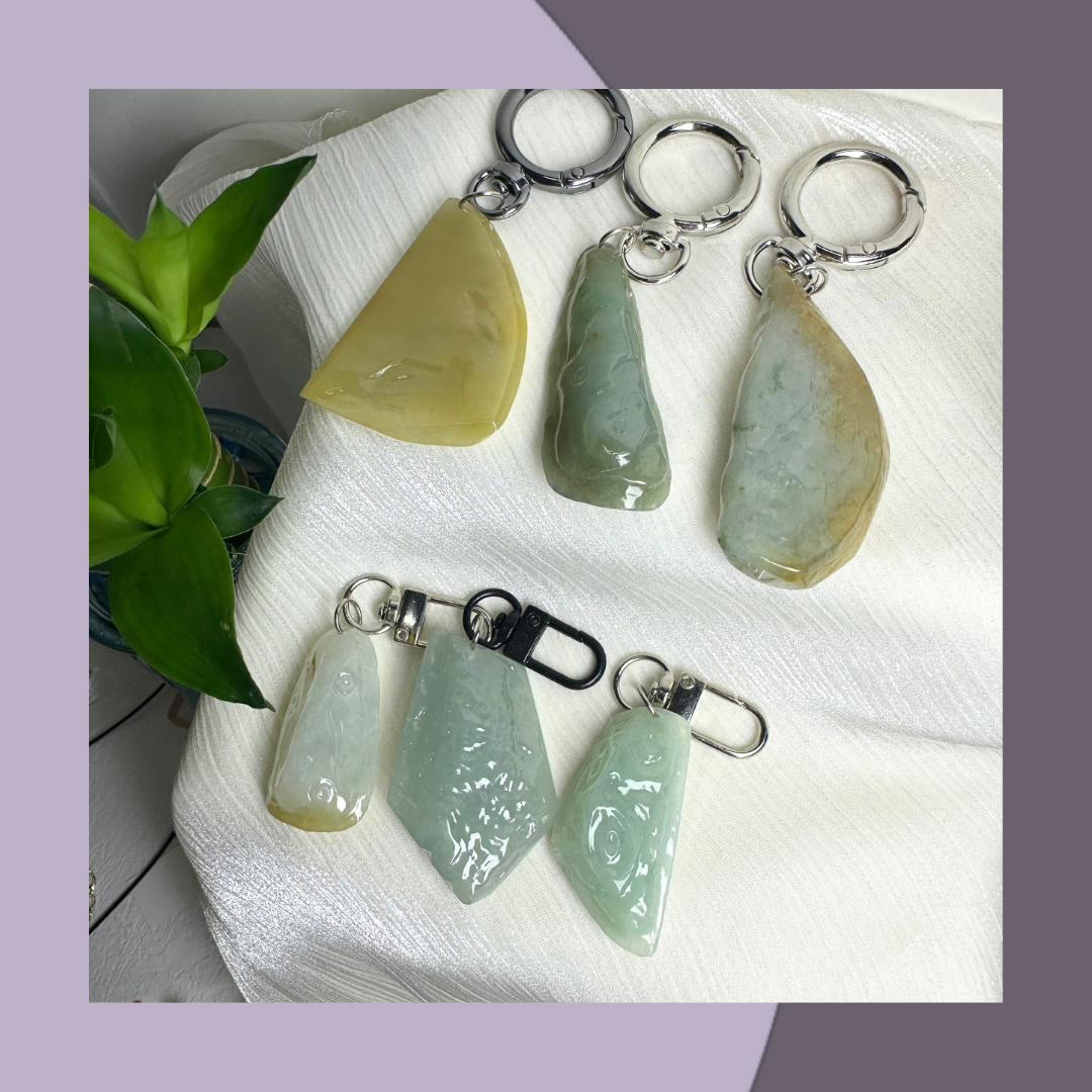 原石翡翠鎖匙扣 · 天然緬甸翡翠 ｜ M08010