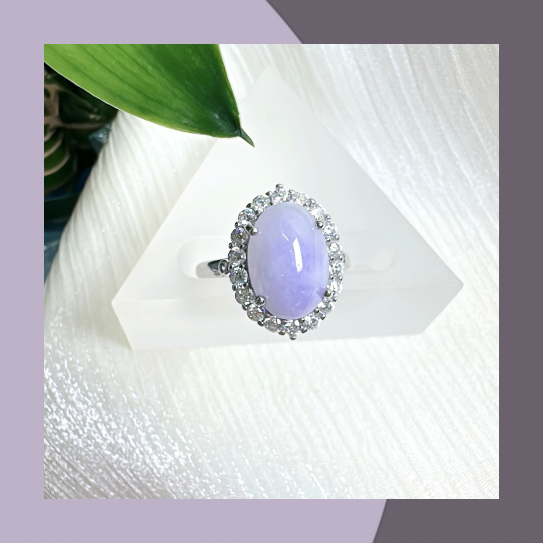 濃紫蛋面銀鑲翡翠戒指｜ 天然緬甸翡翠A貨 M06705