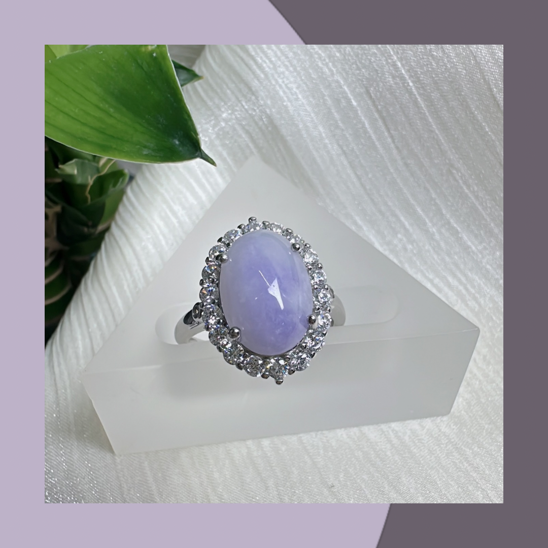 濃紫蛋面銀鑲翡翠戒指｜ 天然緬甸翡翠A貨 M06705