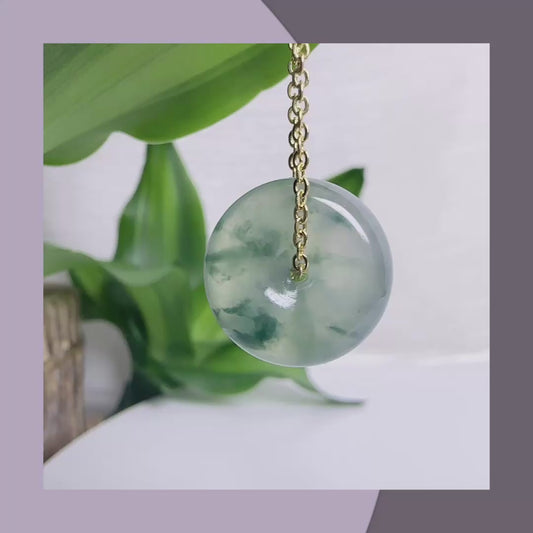 飄花高冰種翡翠平安扣 · 天然緬甸翡翠｜ M014148